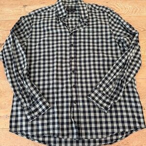 LC Waikiki Business Mens Long Sleeve Button-Up Navy / Lt blue checked shirt L